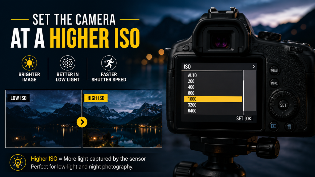 camera showing ISO settings